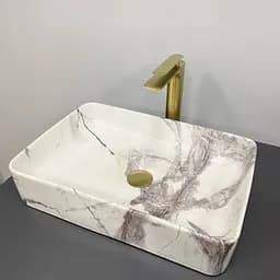 Умивальник VBI Triest 50 пісок глянцевий накладний VBI-012712, Мармур