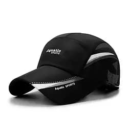 Бейсболка мужская водо/солнцезащитная спортивная с длинным козырьком и ремешком черная 1 шт.