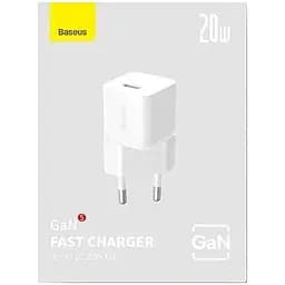 МЗП Baseus GaN5 Fast Charger (mini) PD20W (1USB-C) (CCGN05010) White - мініатюра 5