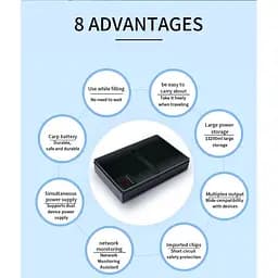 ДБЖ UPS для роутера DC1018P 12V/ 9V/ 5V 10400 mAh 18W для пристроїв постійного струму DC USB Type A, USB Type C, POE чорний - мініатюра 3