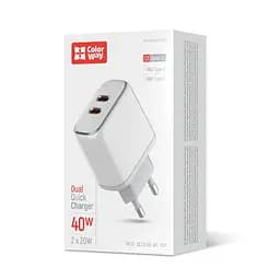 Мережевий зарядний пристрій ColorWay Power Delivery Port PPS USB (Type-C PD + Type-C PD) (40W) White (CW-CHS048PD-WT)
