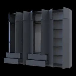 Розпашна Шафа для одягу Doros Лукас Графіт 3+4 ДСП 300х50х240 (42005133) - мініатюра 2