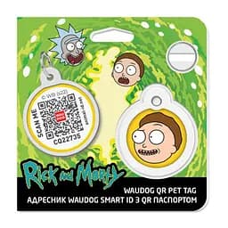 Адресник для собак і котів Waudog Smart ID з QR паспортом, Рік та Морті 2, M, діаметр 30 мм - мініатюра 4