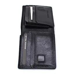 Чоловіче шкіряне портмоне чорне глянсове GRANDE PELLE 10х10х2 см acs0032089 - мініатюра 5