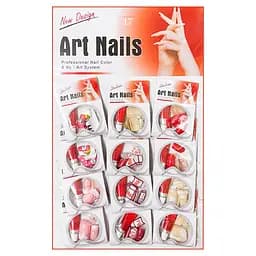 Нігті накладні кольорові з малюнком та камінчиками упаковка 12 шт. Art Nails №17