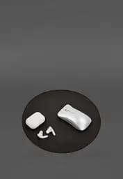 Круглый коврик для мышки из натуральной кожи темно-коричневый краст