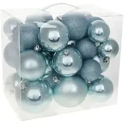 Набір ялинкових кульок Морозний ранок 26 шт 10 см 8 см і 6 см перламутр матові і з глітером
