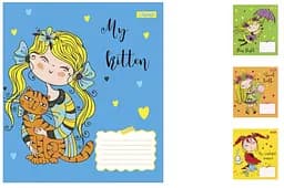 Зошити учнівські 12 аркушів лінія. 1В Happy girl, 25 шт. в упаковці