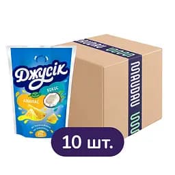 Упаковка сокового напою Джусік Ананас-Кокос пастеризований 2 л (200 мл х 10 шт.)