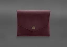 Кожаный кошелек mini 3.0 (кард-кейс) бордовый Crazy Horse