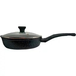 Сковорода Krauzer Prime TG-Line Titan-Granit кованая глубокая со стеклянной крышкой 24 см (77077)