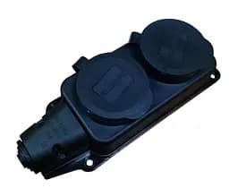 Колодка двойная с крышкой IP44 WATERPROOF с/из 16A ЧЕРНАЯ ARCTIC (17945) ТМ LUMANO