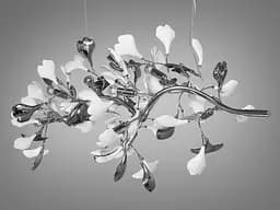 Фарфорова люстра в зал на 12 ламп, хром