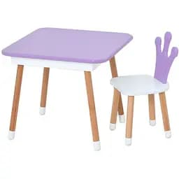 Столик зі стільцем Bambi "Корона" 06-025V-BOX з ящиком бузково-білий