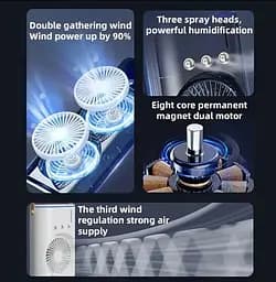 Портативный вентилятор Voltronic T1818, увлажнение, подсветка, Air Cooler Fan White - мініатюра 11