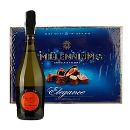 Набор: Вино игристое Piccini Prosecco Extra Dry белое экстра сухое 12% 0.75 л + Конфеты Millennium Elegance Classic Ассорти молочные 143 г