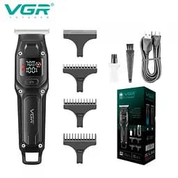 Мужской аккумуляторный триммер для бороды и усов VGR V-964 с 3 сменными насадками 1-3 мм. Черный