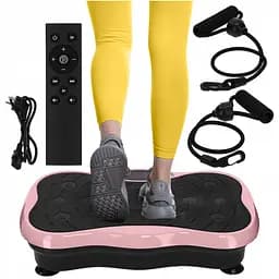 Виброплатформа для тренировок 4FIZJO Ultra+ с пультом и эспандерами Black/Pink (P-5905973402880)