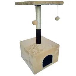 Дряпка Пухнастики з полицею та будиночком бежева (Ж-1)