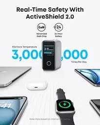 Мережевий зарядний пристрій Anker Laptop GaN Charger 140W 3xUSB-C PD3.1 & 1xUSB-A w Display and Cable Black (7121460) - мініатюра 3
