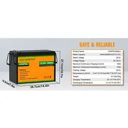 Акумулятор Eco-Worthy LiFePO4 з вбудованим BMS 5000+ циклів 24V 100 Ah (US-L13070402010-1) - мініатюра 3