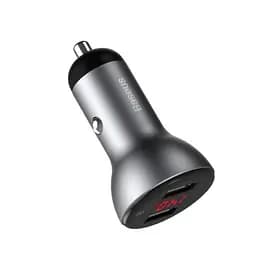 Автозарядный мощный Baseus U+U 45 W Digital Display Dual SCP Quick Charger Car Charger CCBX-B0G