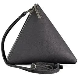 Шкіряна жіноча сумка-косметичка Піраміда чорна