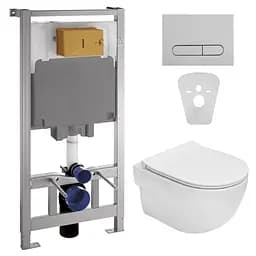 Комплект инсталляция 4 в 1 Volle Master 141515 + унитаз Roca Meridian Rimless A34H242000 укороченный с сидением Soft Close Slim, Белый