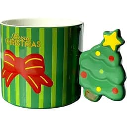 Новорічна кружка Olens 8030-296-2 Солодкий рік з декоративною ручкою кераміка 350 мл Зелена