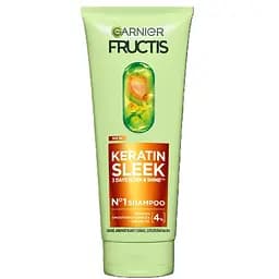 Шампунь для пухнастого та сухого волосся Garnier Fructis Keratin Sleek для розгладження та надання блиску 200 мл