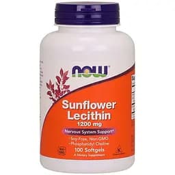 Натуральна добавка NOW Sunflower Lecithin 1200 mg, 100 капсул