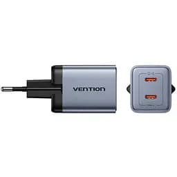 Зарядний пристрій 2xUSB-C 45W PD3.0/QC/GaN + USB-C cable М-М чорний Vention - мініатюра 2