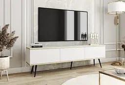 Тумба під телевізор Perfect Home Оро / Oro 3-дверна з чорними ніжками RTV175 Білий (PFH-091336)