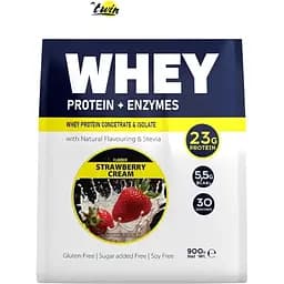 Протеин FitWin Whey Protein + Enzymes Клубничный крем 900 г