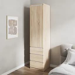 Шкаф для одежды Vays, пенал с полками и ящиками, без ручек R-35 Дуб Сонома-Белые планки