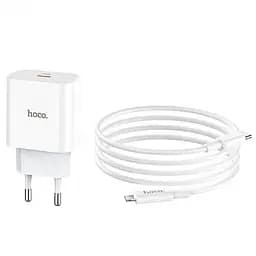 Мережевий зарядний пристрій Hoco C76A Plus Speed source PD20W charger set Type-C to Lightning ( EU ) Білий - мініатюра 3