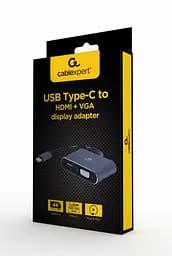 Адаптер USB 3.1 Type-C (M) - VGA (F) + HDMI (F), Cablexpert, Grey, 15 см (A-USB3C-HDMIVGA-01) - мініатюра 2