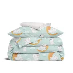 Дитяча постільна білизна в ліжечко SOFT BUNNY CS2, м'ята (BunnyMoonOrangeMint_30RoseLight_140)
