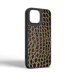 Кожаный чехол для Apple iPhone 14, Harder Crocosaur, черный, термополиуретан ТПУ + экокожа с текстурой крокодила, панель, защита корпуса, противоударный, микрофибра, рамка вокруг камеры, защита всего корпуса, (ARM76713) - мініатюра 2