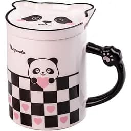 Чашка керамическая Happy Life The Panda с блюдцем и ложкой в клеточку 350 мл HPCY8369CE