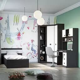 Спальня дитяча Еверест Соната Комплект 11 (модульна - 6 елементів) венге темний/білий (EVR-2595)