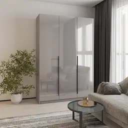 Шафа 3-дверна MebelStar Оскар Gloss BL-B, додаткова штанга 150x52x220 см Сіра мишка/Сірий (MBS-5232)