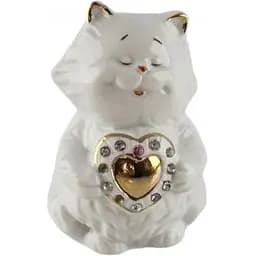 Кіт із сердечком фарфор 10х7,5х6,5 см