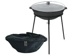 Казан чавунний азіатський 8 л з алюмінієвою кришкою, підставкою та чохлом