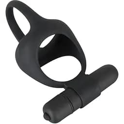Виброкольцо Black Velvets Cock & Ball Ring 7 см черный