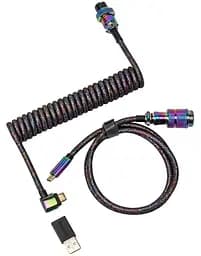 Кабель Keychron USB-A/USB-C USB-C заряджання/синхронізації Keychron, 1.08м, Type-C, Premium Coiled Aviator, чорний (CAB7_KEYCHRON)