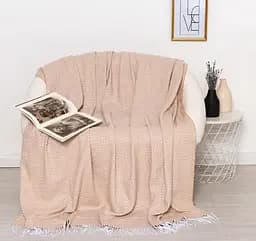 Плед бавовняний Vladi Валенсія Антоніо 140х200 біло-яскраво.бежевий