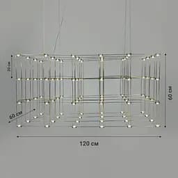 Золота геометрична люстра у формі паралелепіпеда 120*60*60 см | Арт. MJ 199-1200*600*600 Titanium | Line F - мініатюра 7