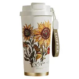 Термочашка Yiwu Summer 520 мл з трубочкою і подвійним відкриванням рожевий для чаю кави термос для напоїв HP-FM-352-3