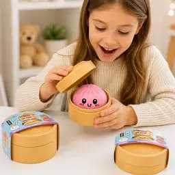 Сквіш пельмень сюрприз антистрес іграшка в кошику Squishy Bun Mystery - мініатюра 5